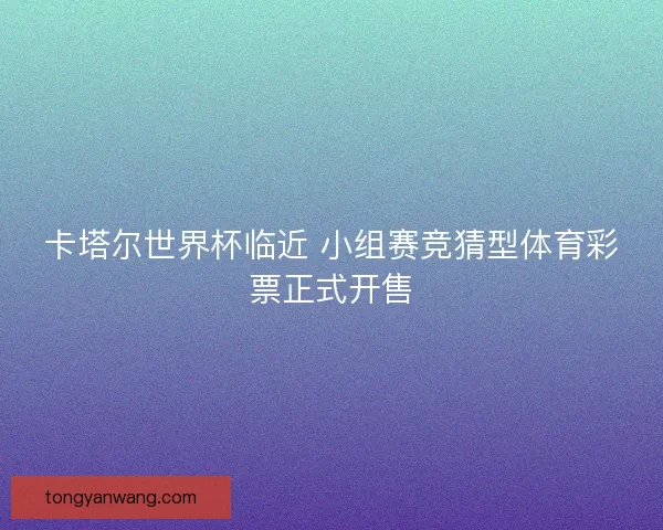卡塔尔世界杯临近 小组赛竞猜型体育彩票正式开售